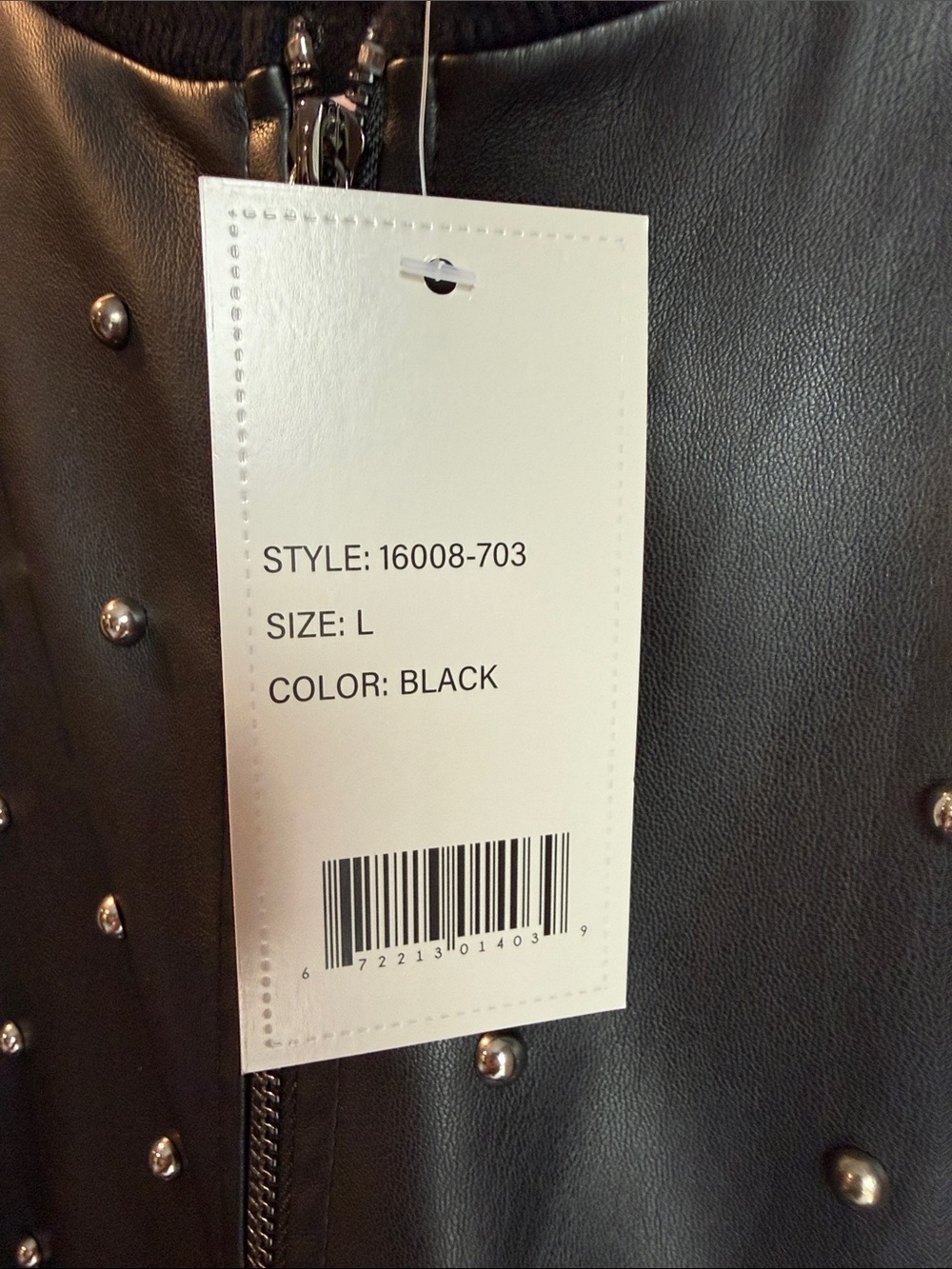 Sioni Black Faux Leather Zip Front Bomber Jacket Sweater Large NWT - Picture 4 of 6